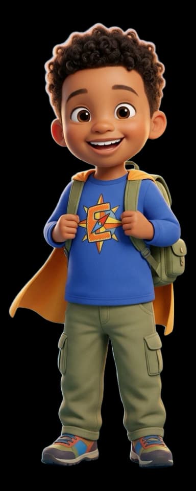 Un petit garçon en tenue de super-héros explorateur, illustration cartoon