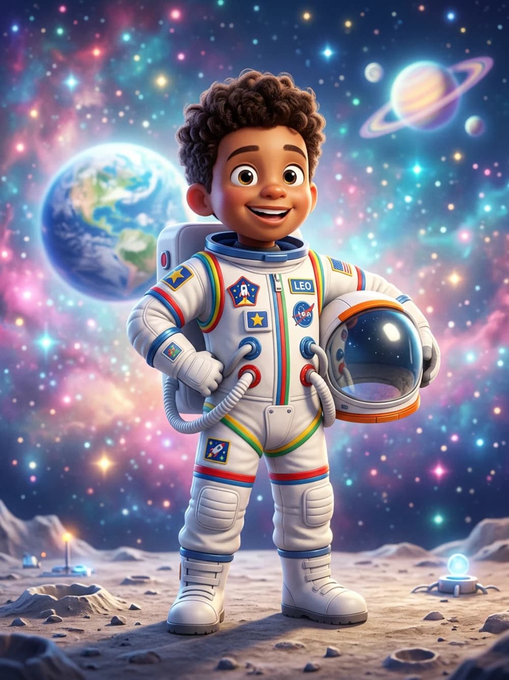 Léo en astronaute, exemple de Portrait-Héros