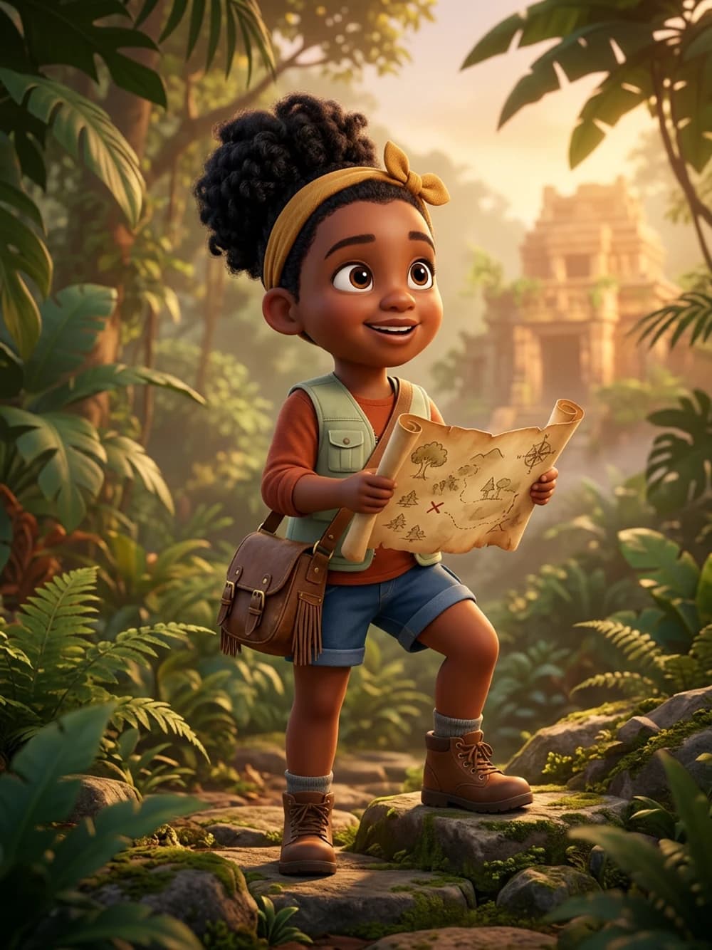 Maya en petite exploratrice, exemple de Portrait-Héros